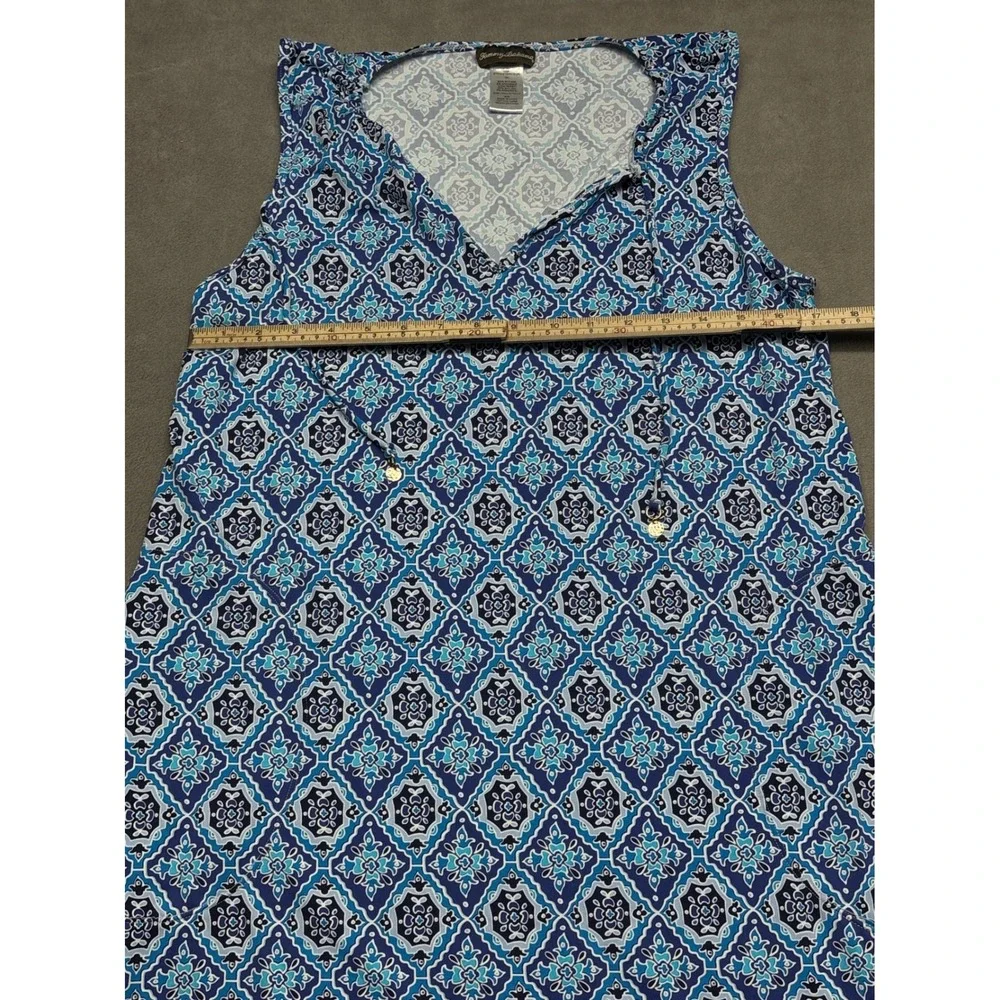Tommy Bahama Blue Geometric Print Sleeveless V Neck Midi Dress Size M - Picture 3 of 6